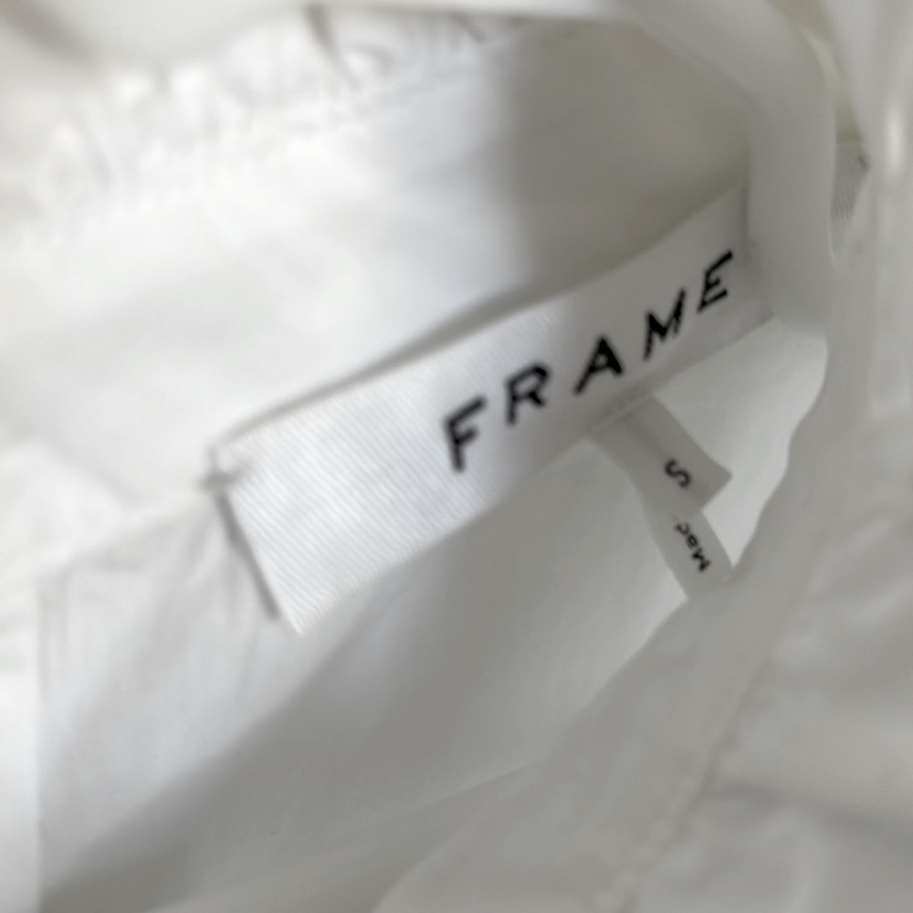 NWT [Frame] High Neck Sleeveless Ruffle Back Button Blouse Top White Women’s S - Picture 11 of 14